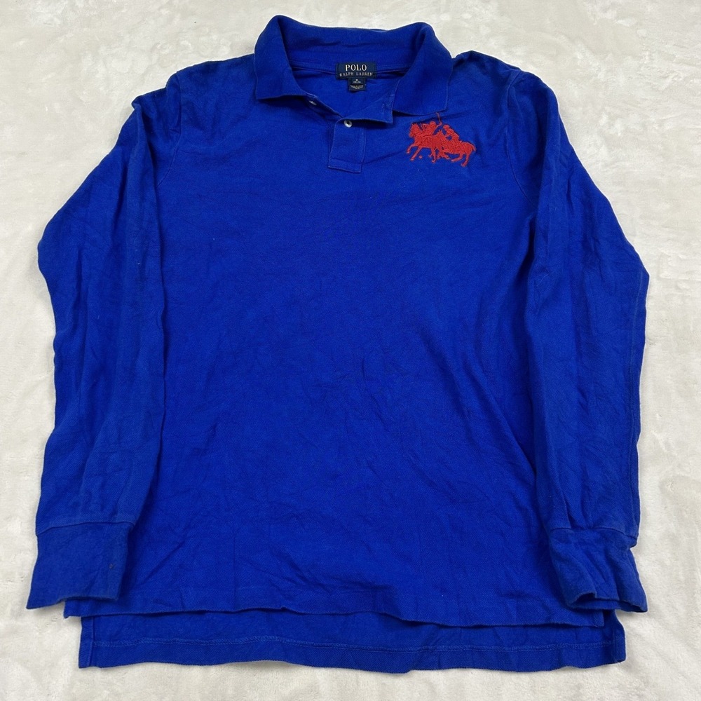 Polo Ralph Lauren Polo Shirt Boys XL Blue Red Big Pony Long Sleeve